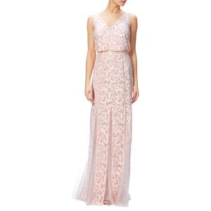 Adrianna Papell Sequined Pink Blouson Gown